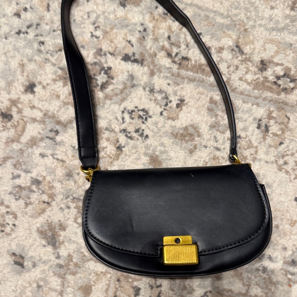 Rachel Zoe Black Crossbody Bag with Gold Clasp